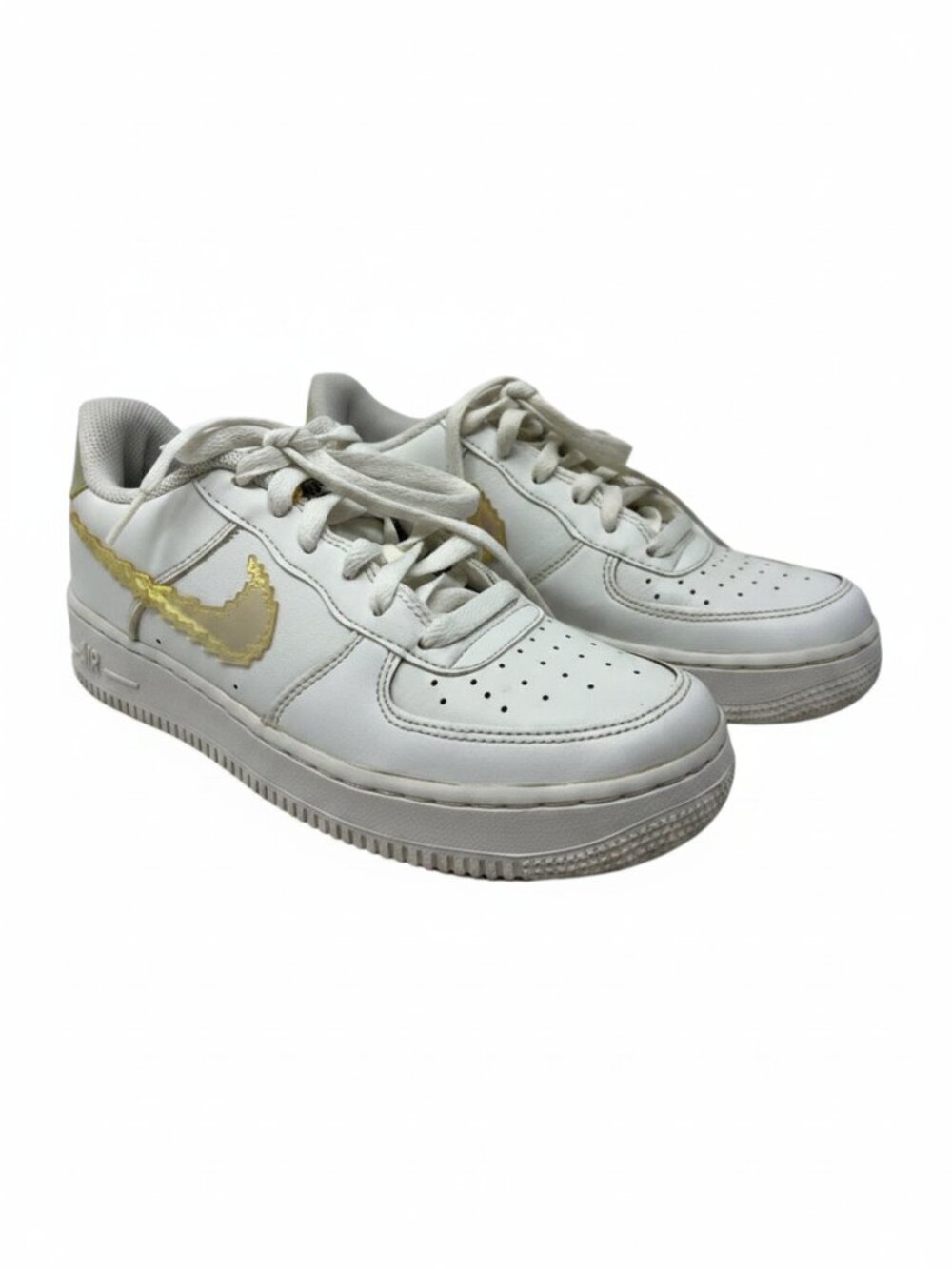 Nike Air Force 1 LV8 sneakers 7 Youth GS Digital Swoosh white iridescent shoes